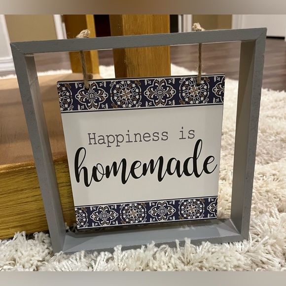 Grey Happiness is Homemade hanging sign 8” x 8” - Picture 1 of 4